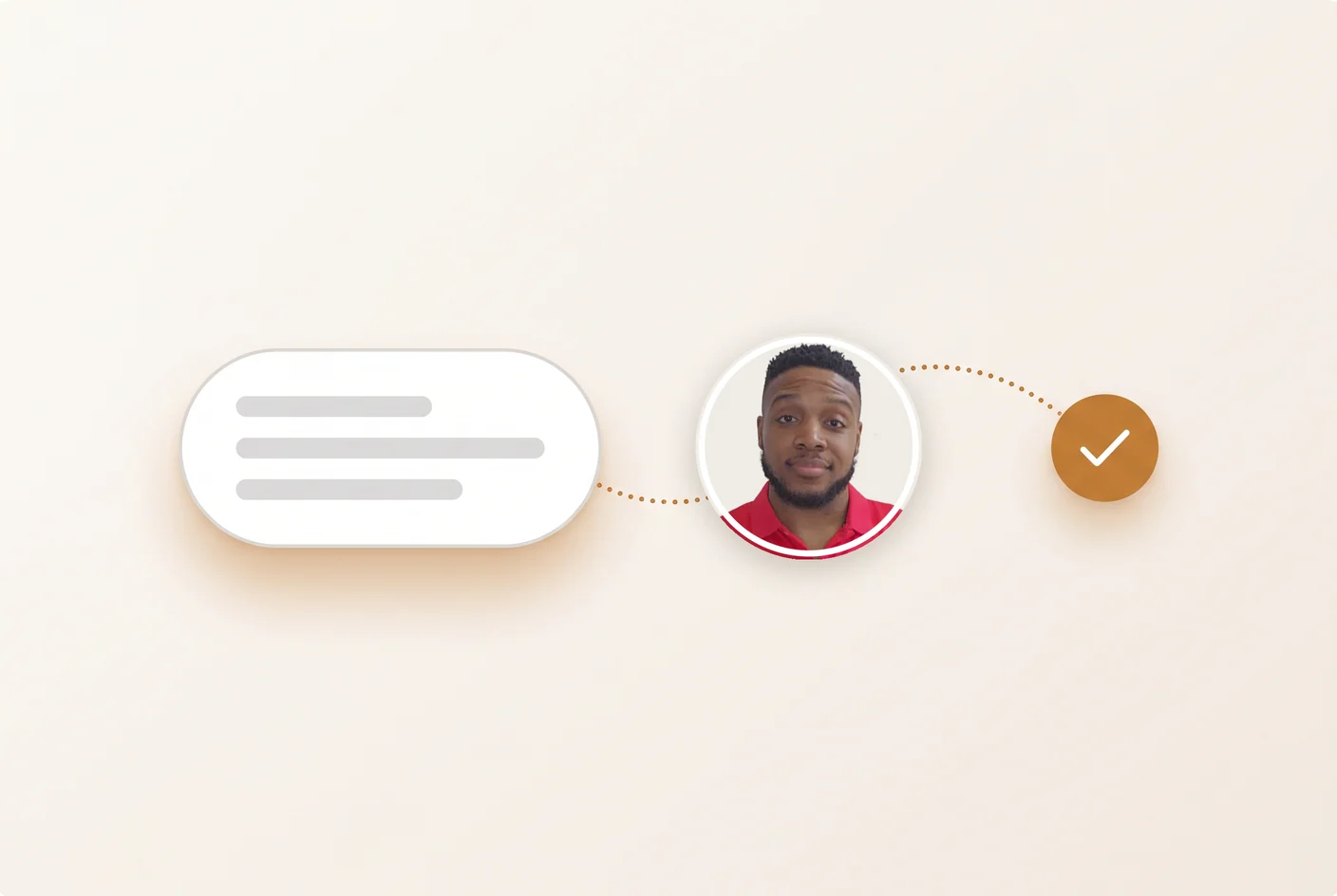 A message step flows along a dotted line through a real person to a completed goal